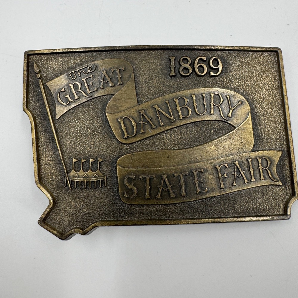 The Leather Shop Danbury State Fair Belt Buckle Unisex OS Brass 1980‎ Memorial